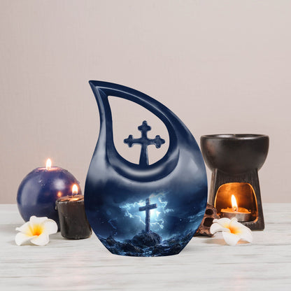 10 Inch Cross Drop Design Aluminium Cross Urn