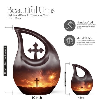 Affordable 10-inch Cross Drop memorial urn 