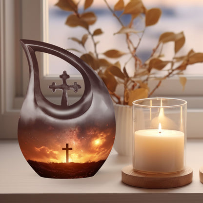 Affordable 10-inch Cross Drop memorial urn 