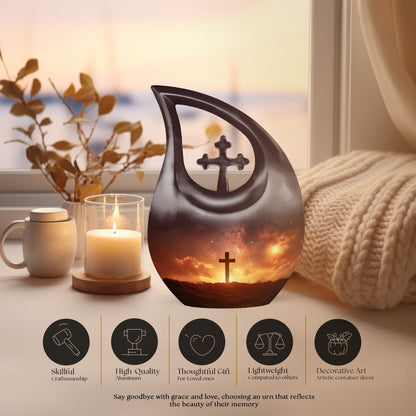 Affordable 10-inch Cross Drop memorial urn 