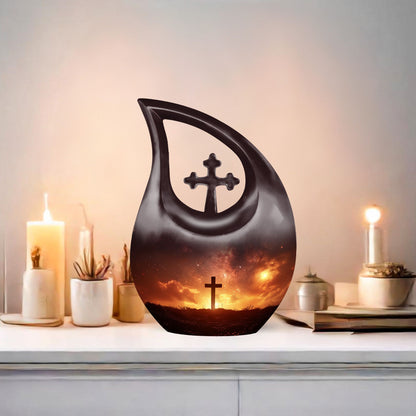 Affordable 10-inch Cross Drop memorial urn 