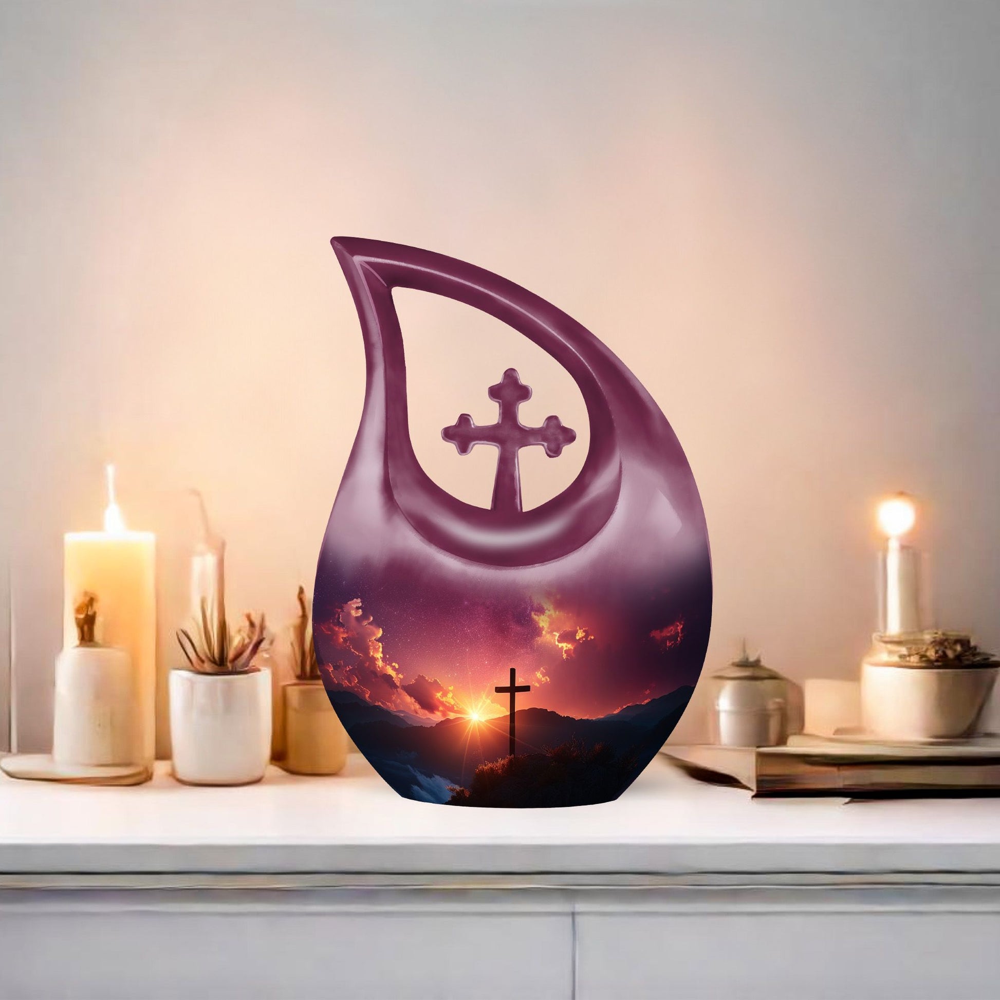 10-inch Cross Drop memorial urn,