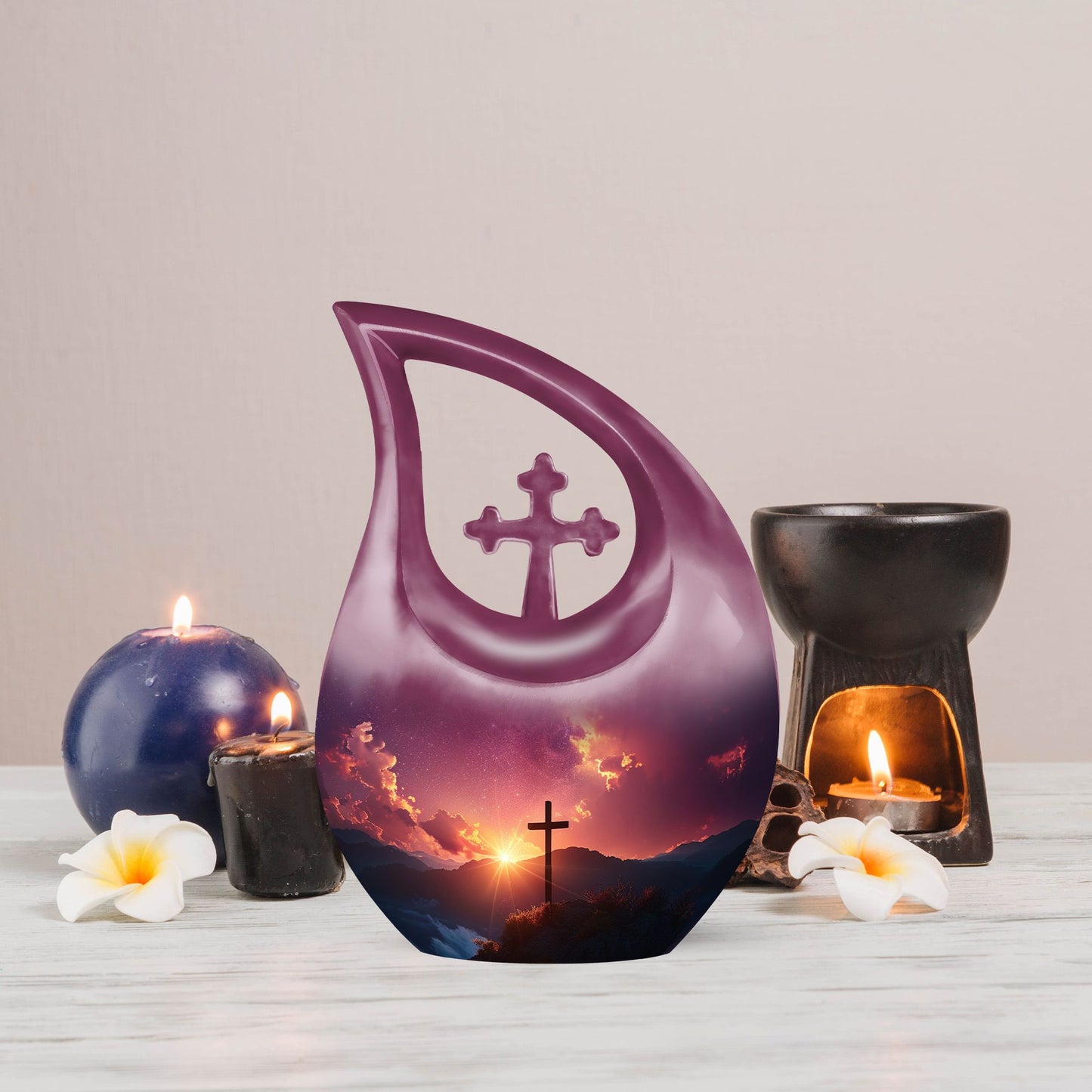 10-inch Cross Drop memorial urn,
