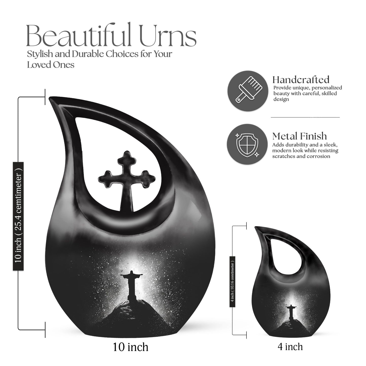 10-inch Aluminium Cross Drop Custom Urn 