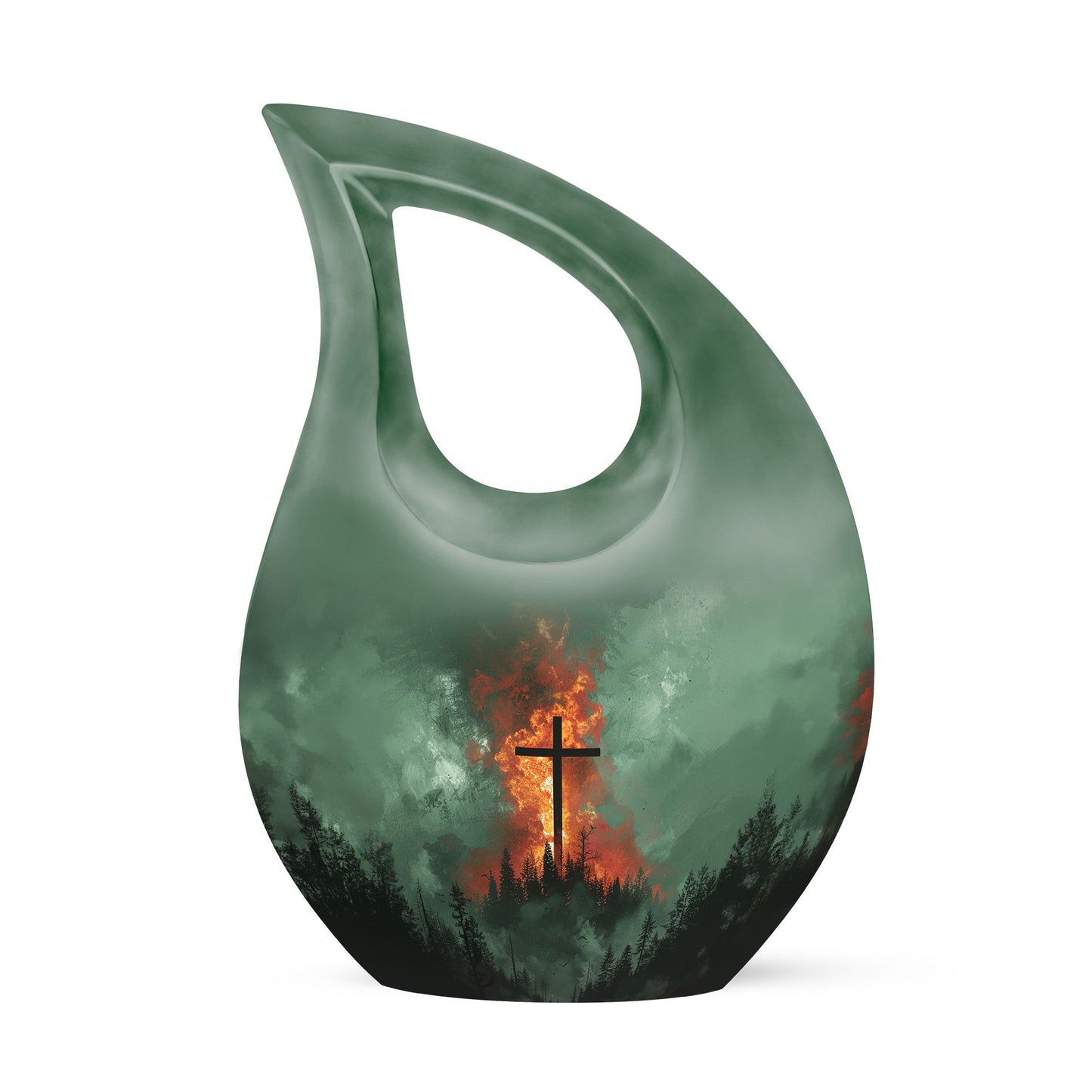 10-inch Cross Drop memorial urn, small aluminum urn for ashes with customization potential