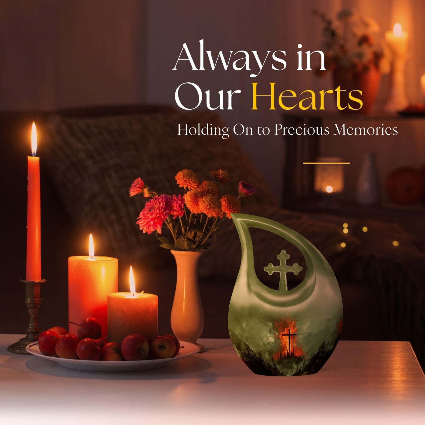 10-inch Cross Drop memorial urn, small aluminum urn for ashes with customization potential