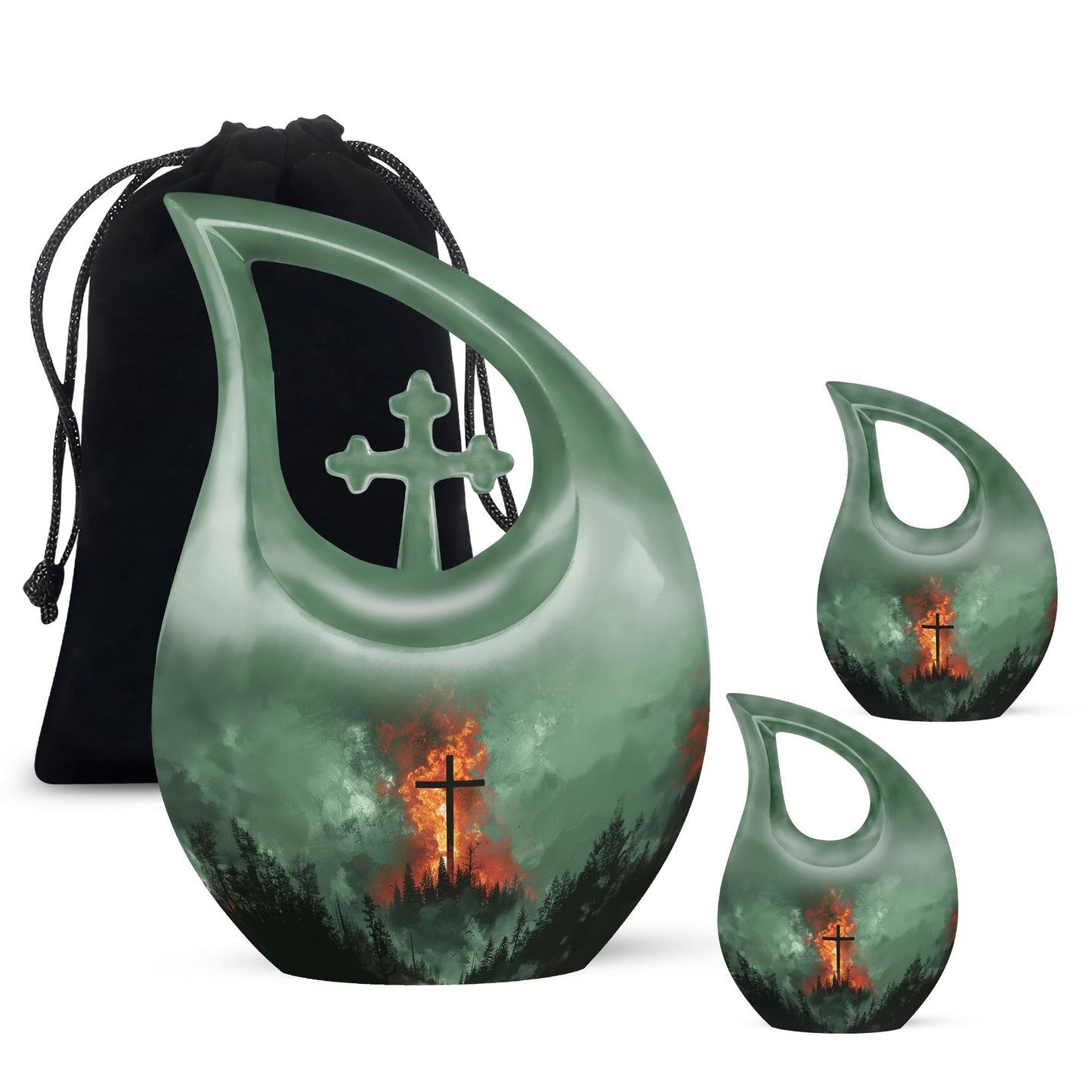 10-inch Cross Drop memorial urn, small aluminum urn for ashes with customization potential