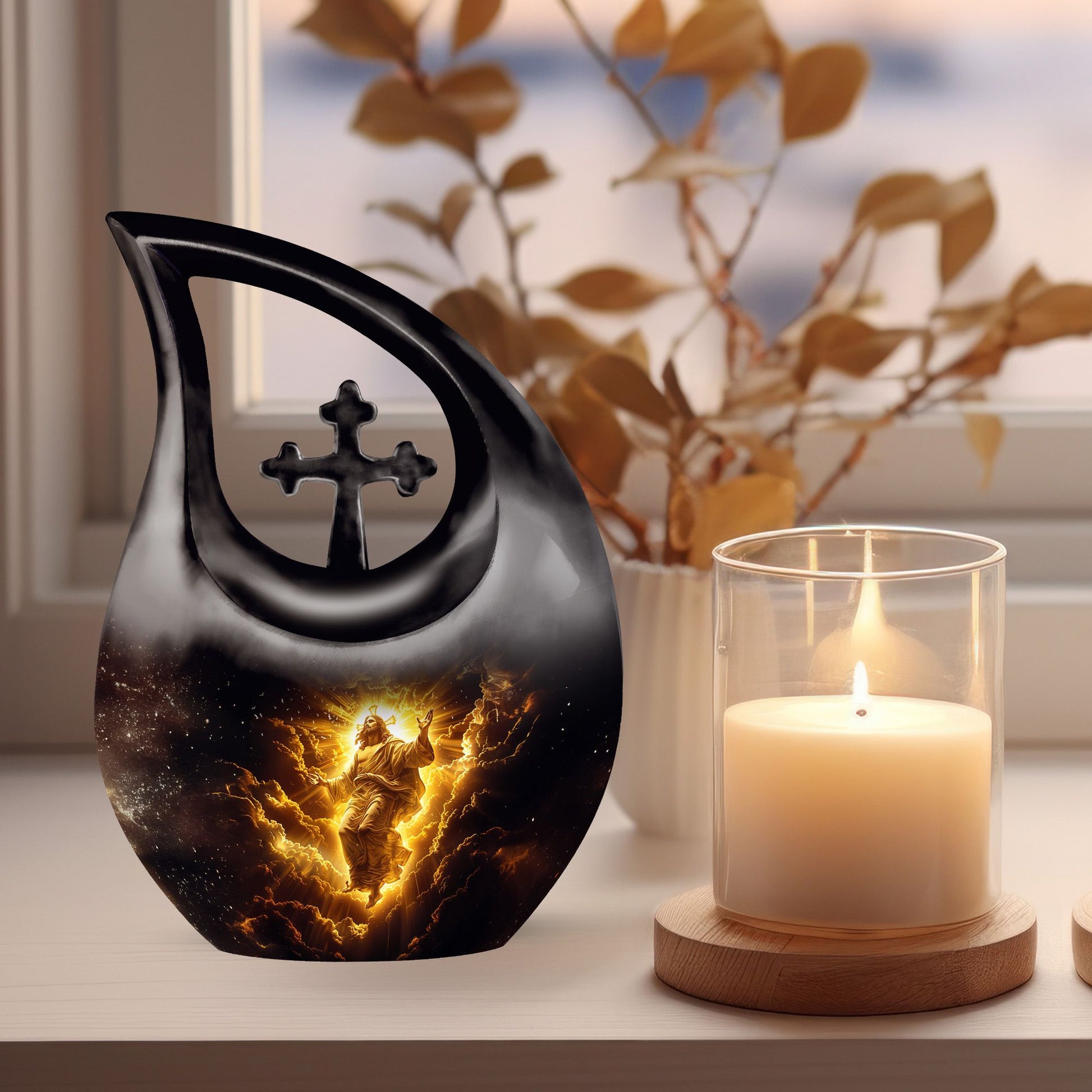 Affordable 10-inch Cross Drop Memorial Urn 