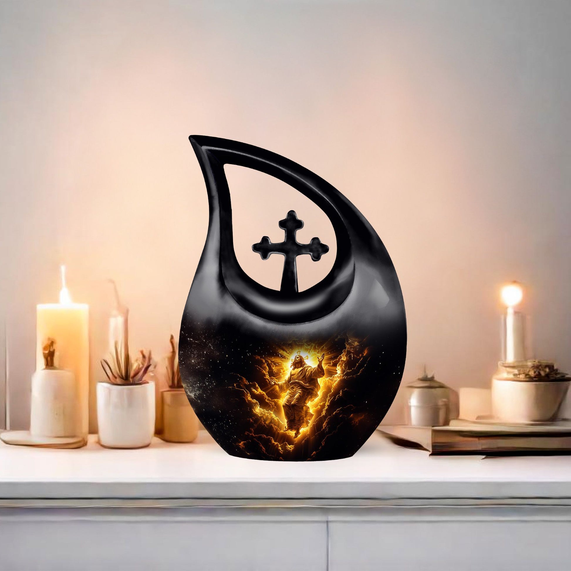 Affordable 10-inch Cross Drop Memorial Urn 