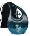 10-inch Deer-themed Cross Drop design Aluminium Large Urn