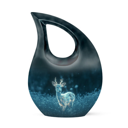10-inch Deer-themed Cross Drop design Aluminium Large Urn