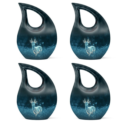 10-inch Deer Themed Cross Drop Design Large Cremation Urn 