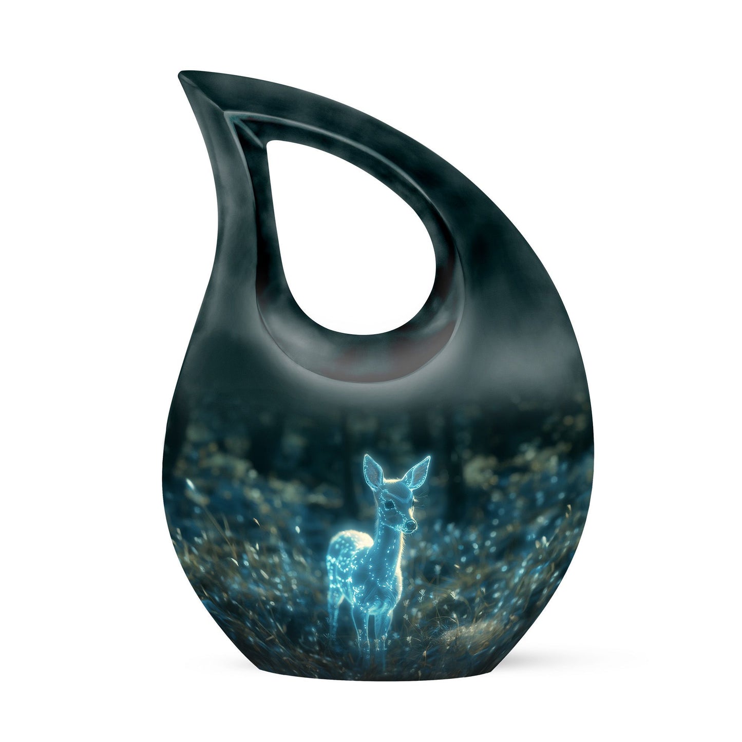 10-inch Deer Urn vase with Cross Drop design