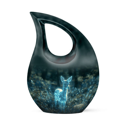 10-inch Deer Urn vase with Cross Drop design