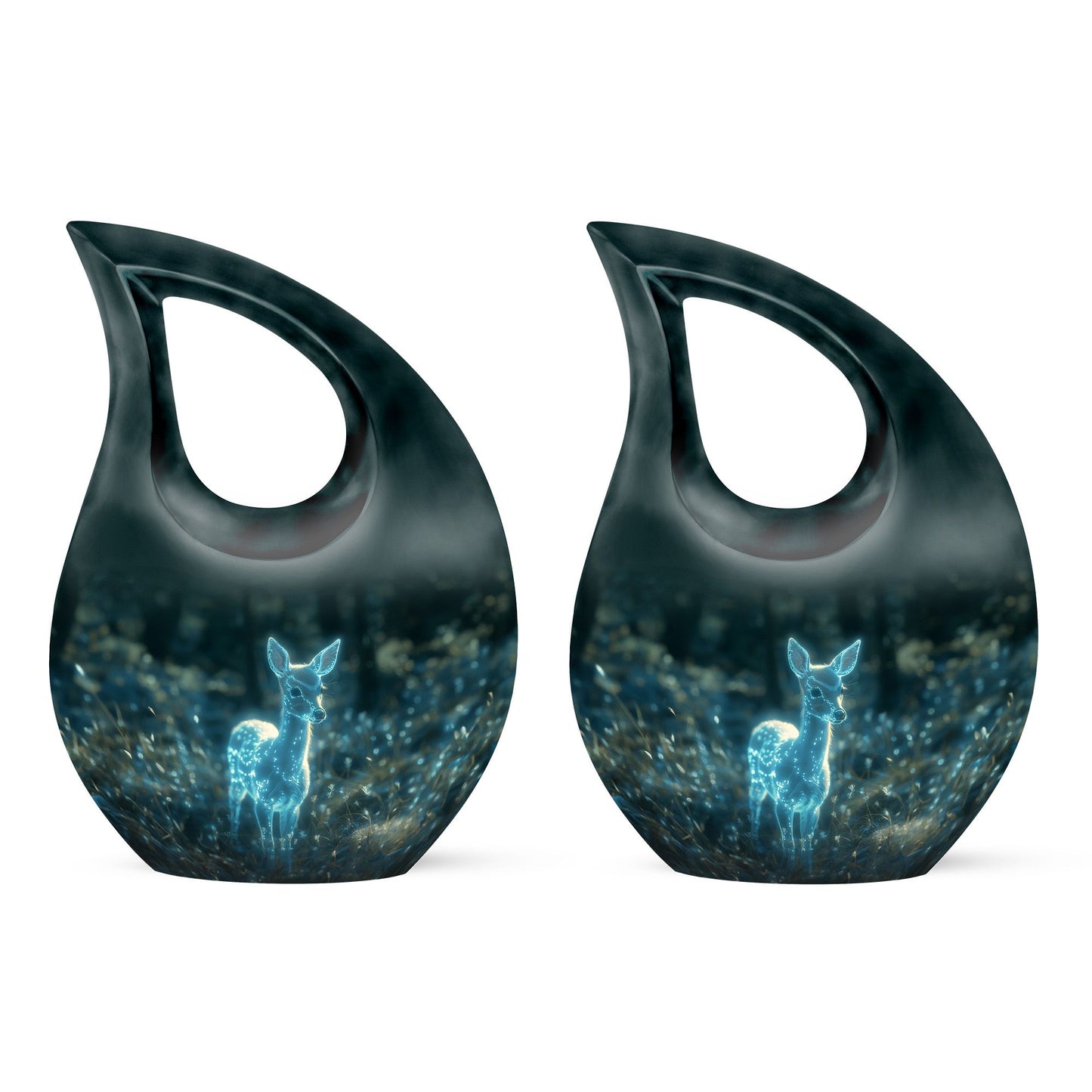 10-inch Deer Urn vase with Cross Drop design