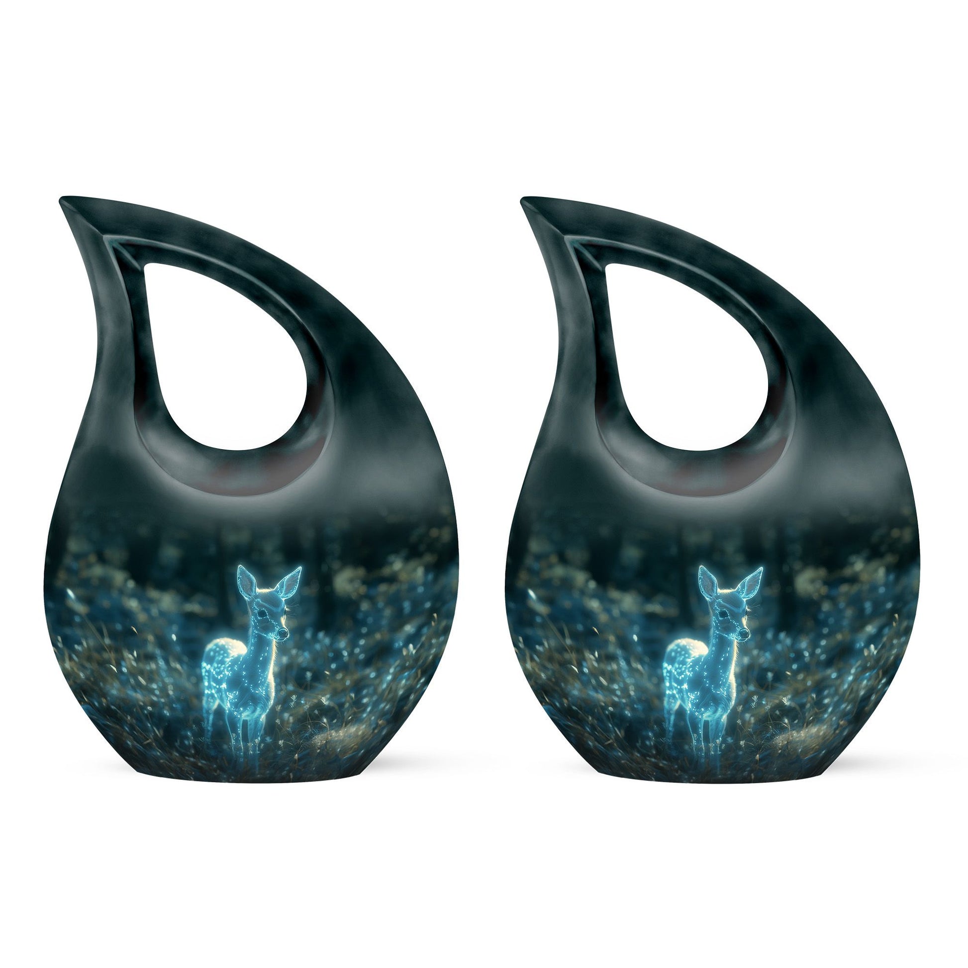 10-inch Deer Urn vase with Cross Drop design