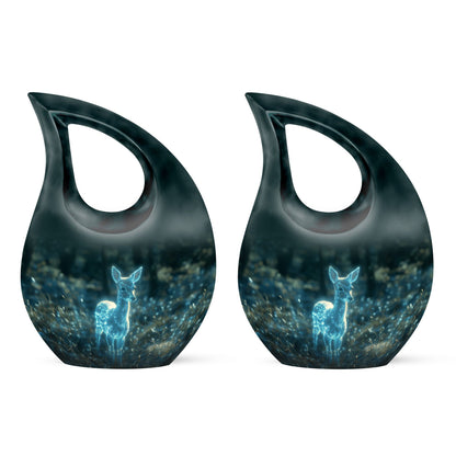 10-inch Deer Urn vase with Cross Drop design