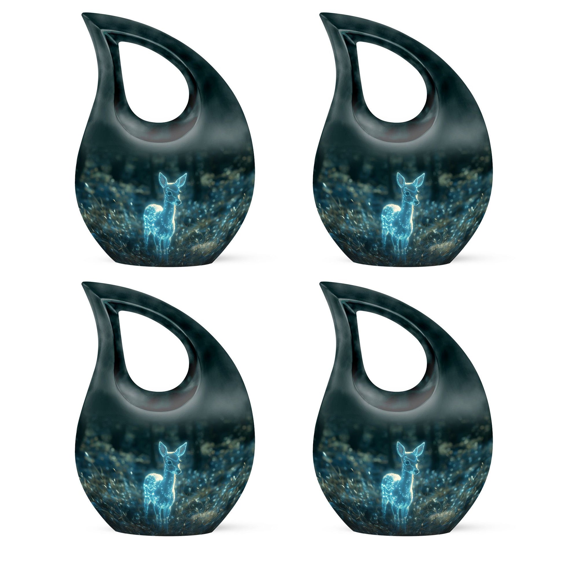 10-inch Deer Urn vase with Cross Drop design
