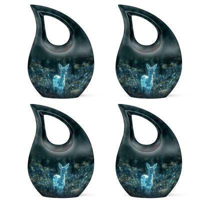 10-inch Deer Urn vase with Cross Drop design