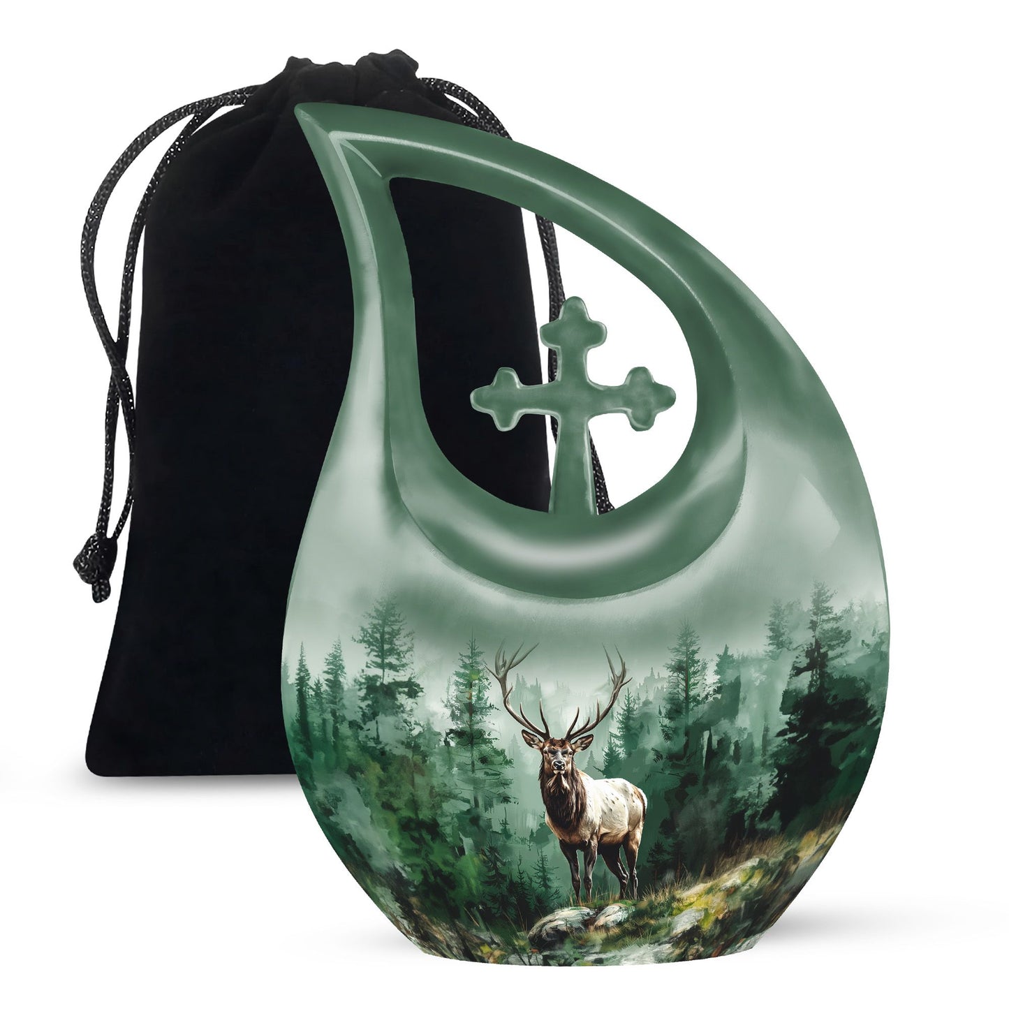 Personalized Deer Keepsake Urn for Human Ashes - 10-inch, 200 cu in - Yatskia