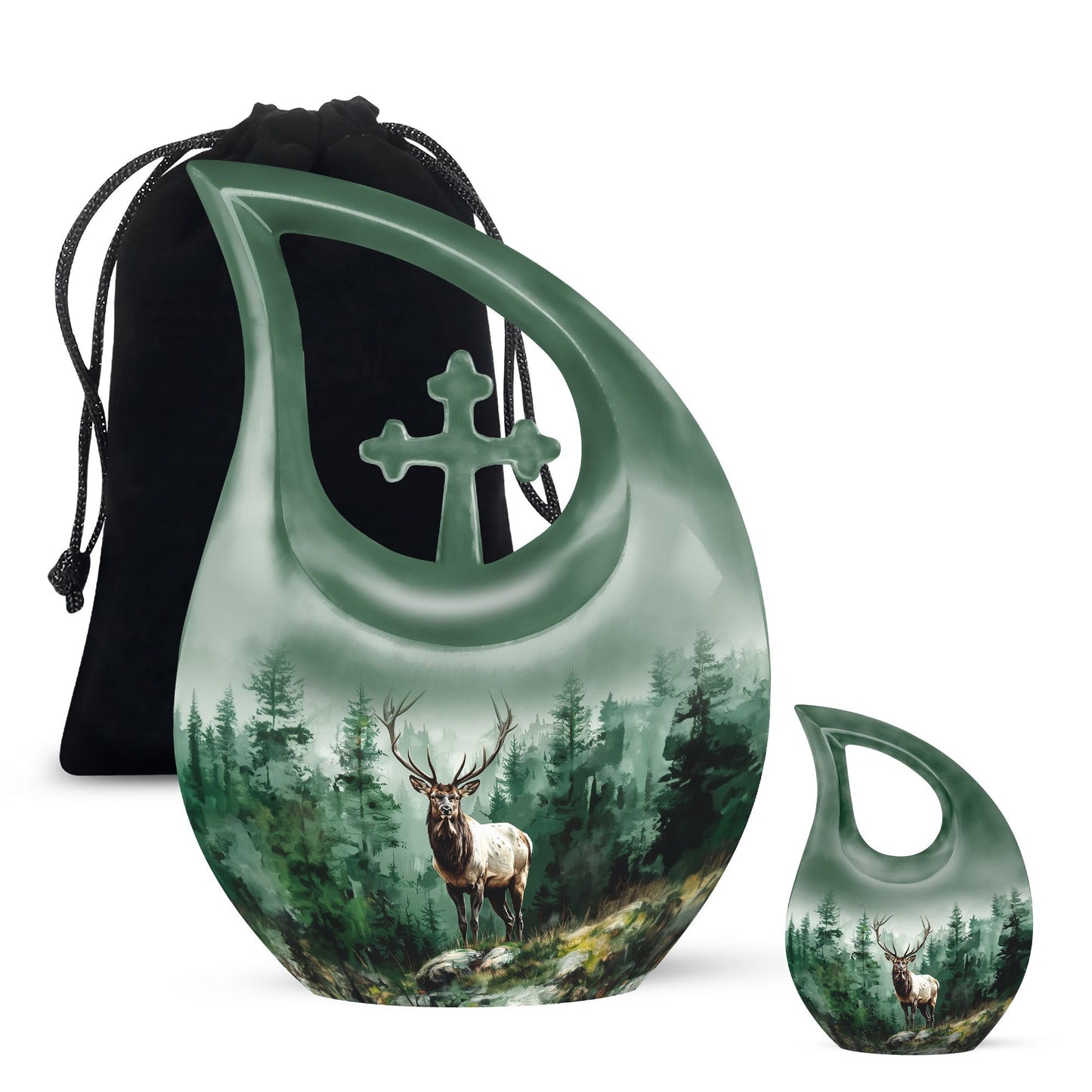 Personalized Deer Keepsake Urn for Human Ashes - 10-inch, 200 cu in - Yatskia