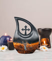 10 Inch Deer-themed Cross Drop Cremation Urn