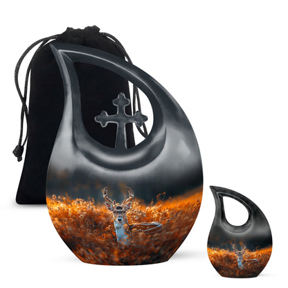 Personalized Deer Cremation Urn for Human Ashes - 10-inch, 200 cu in - Yatskia