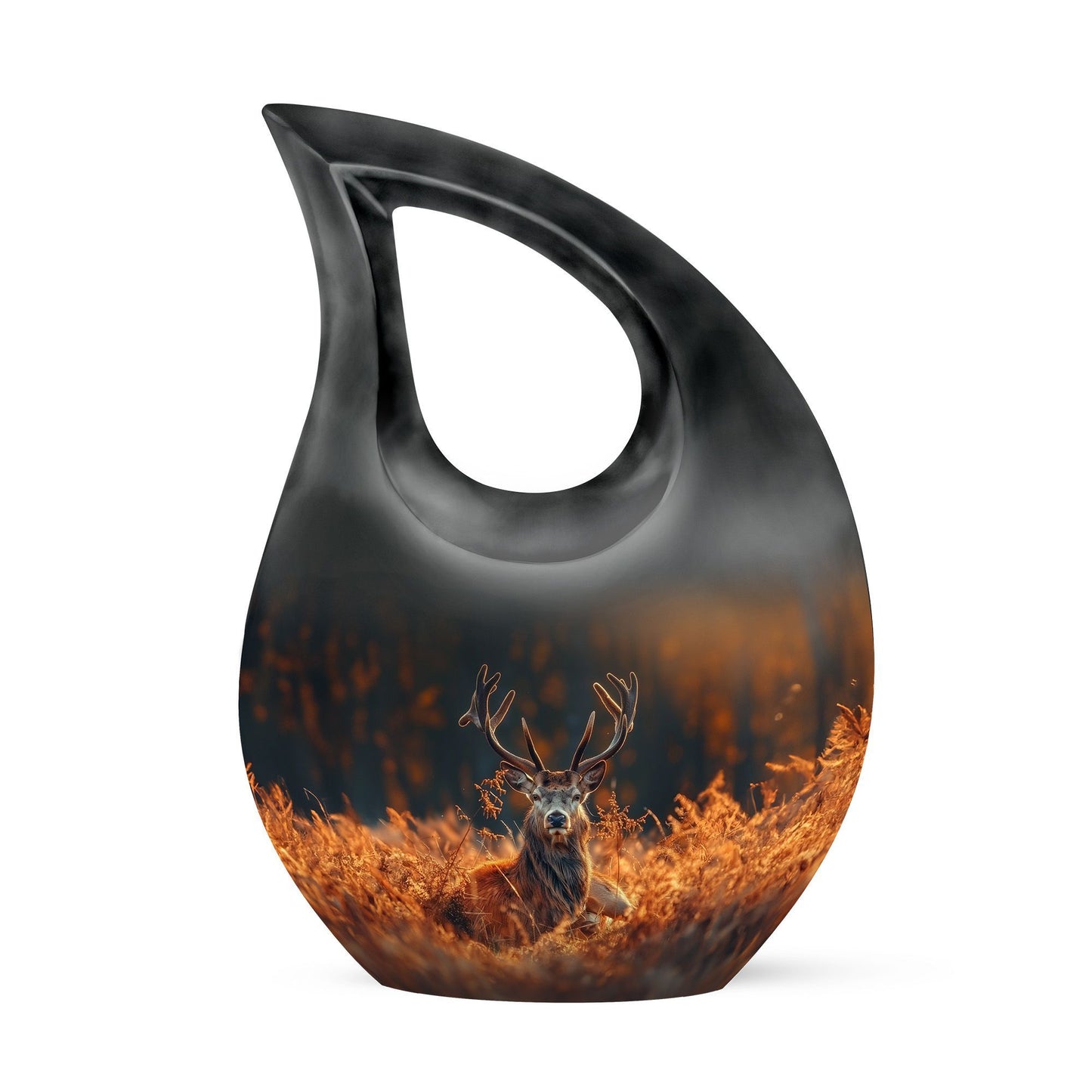 10-inch Deer Themed Cross Drop Large Urn