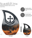 10-inch Deer Themed Cross Drop Large Urn