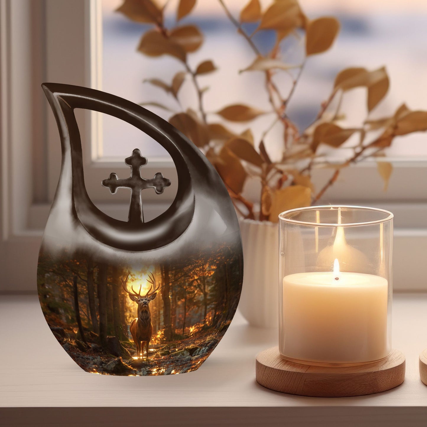 10-inch Deer-themed urn