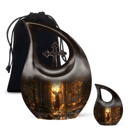 Personalized Deer Cremation Urn for Human Ashes - 10-inch, 200 cu in - Yatskia