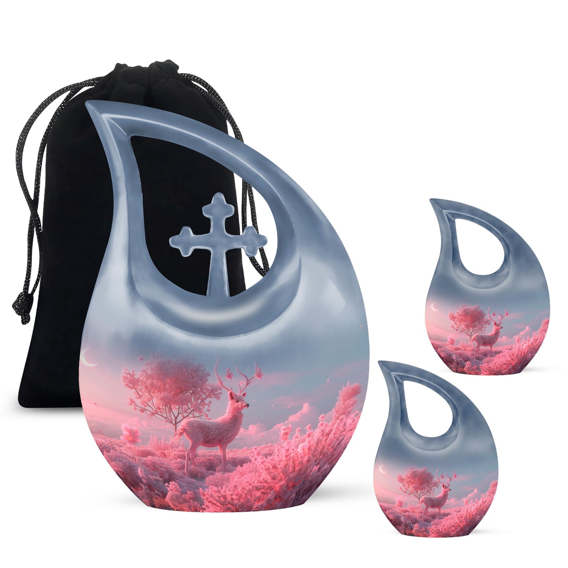 10-inch Deer themed Cross Drop design Memorial Urn