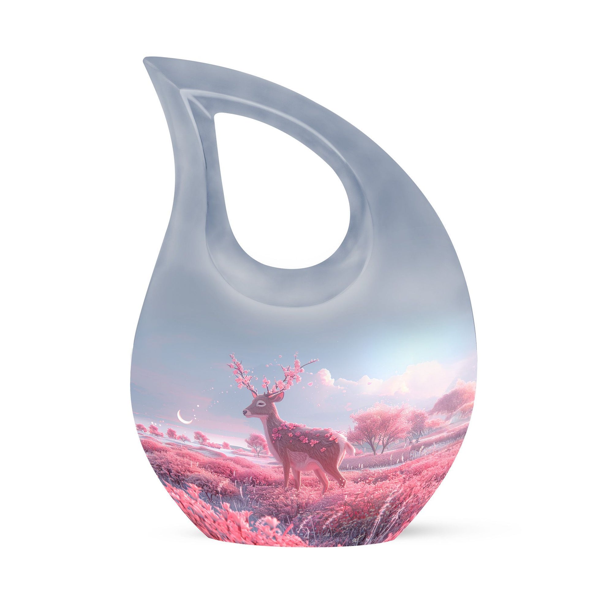10-inch deer-themed aluminium cremation urn 