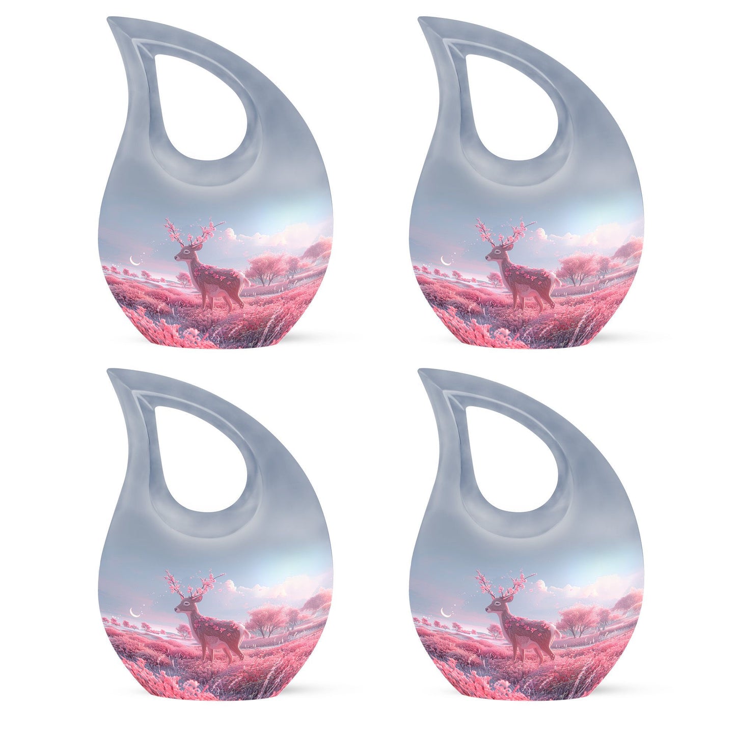 10-inch deer-themed aluminium cremation urn 