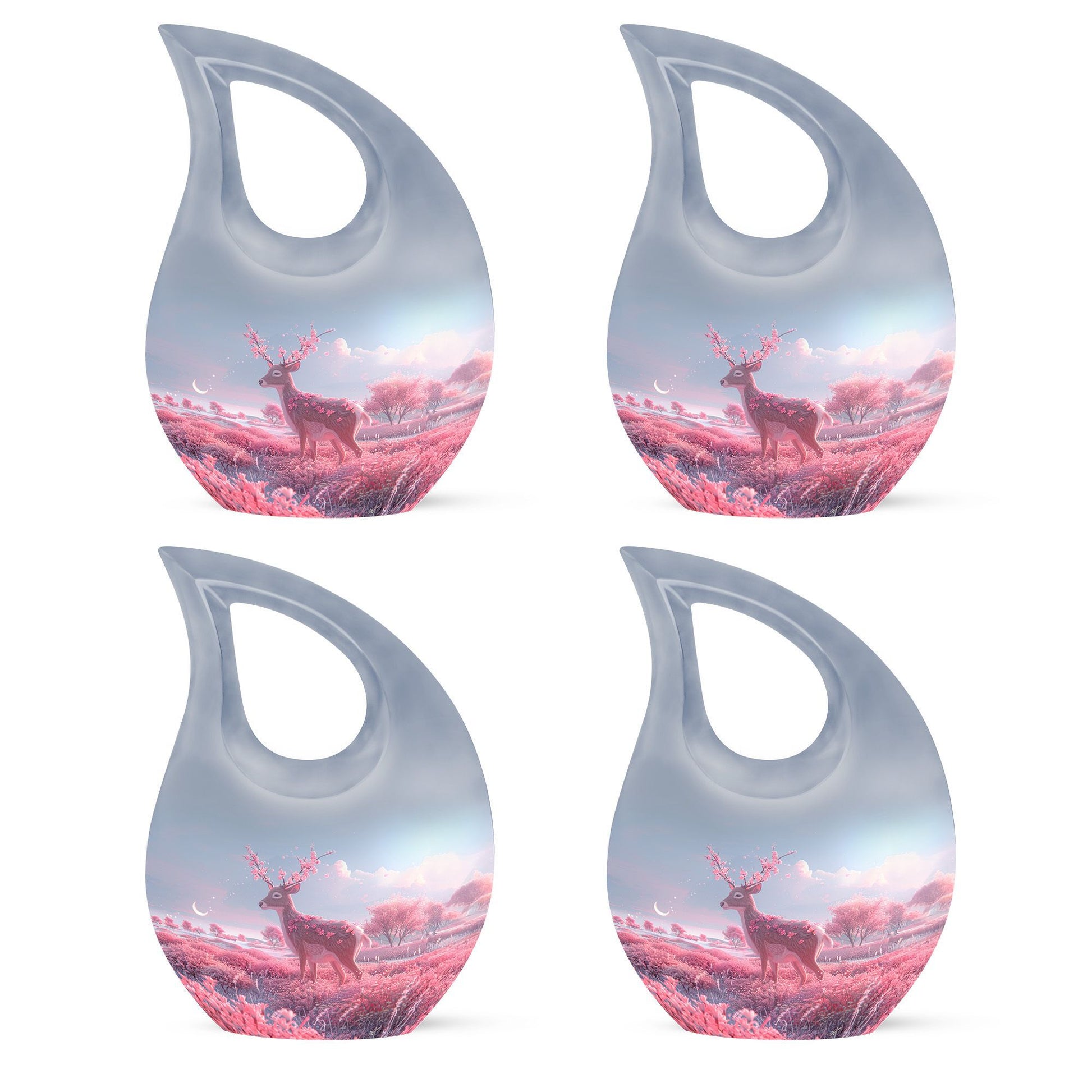 10-inch deer-themed aluminium cremation urn 