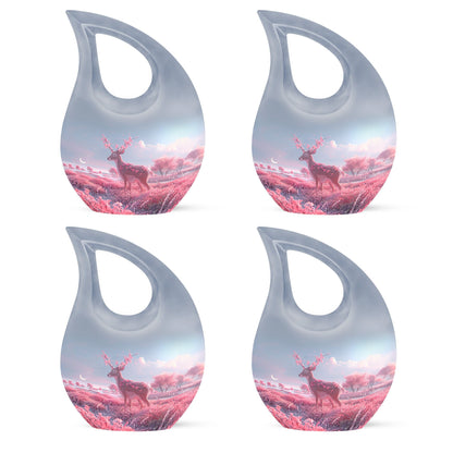 10-inch deer-themed aluminium cremation urn 