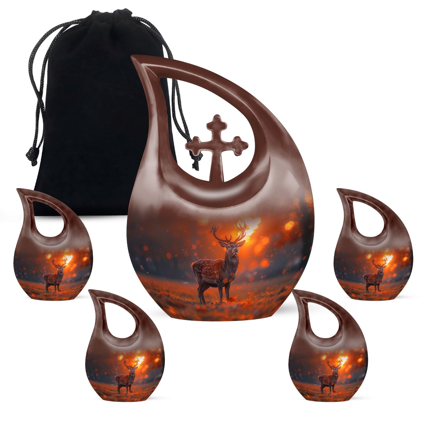 Personalized Deer Cremation Urn for Human Ashes - 10-inch, 200 cu in - Yatskia