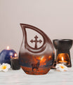 10 inch Deer themed Cross Drop memorial urn 