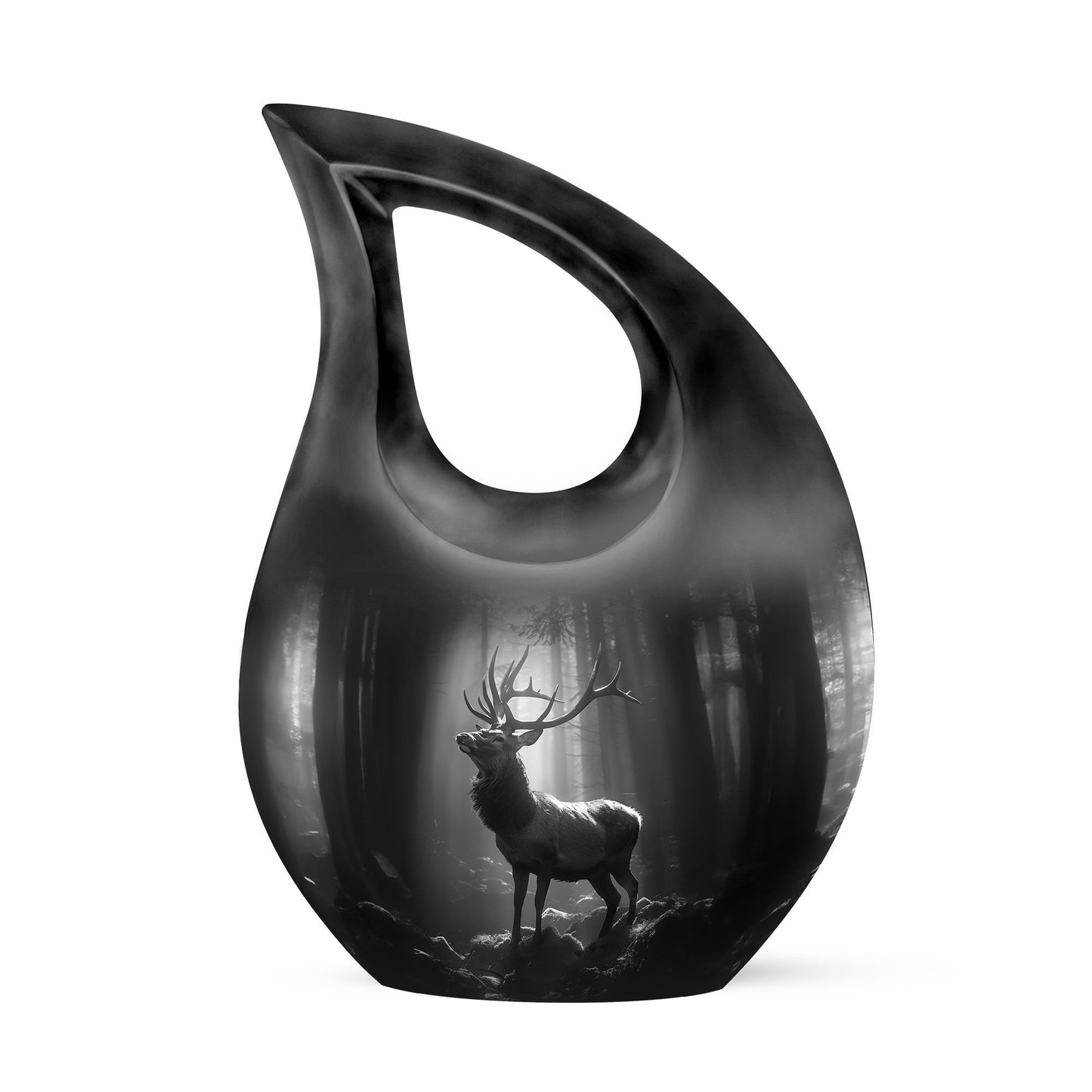 10 Inch Deer Urn with Cross Drop design,