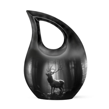10 Inch Deer Urn with Cross Drop design,