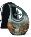 10-inch Deer Urn in Cross Drop design, 