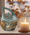 10-inch Deer Urn in Cross Drop design, 