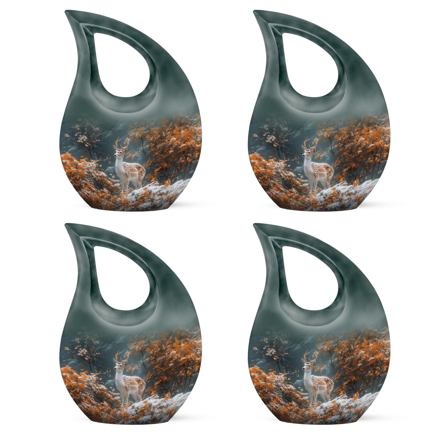 10-inch Deer Urn with cross drop design, 