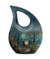10-inch Deer-themed Funeral Urn with Cross Drop design,