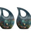 10-inch Deer-themed Funeral Urn with Cross Drop design,