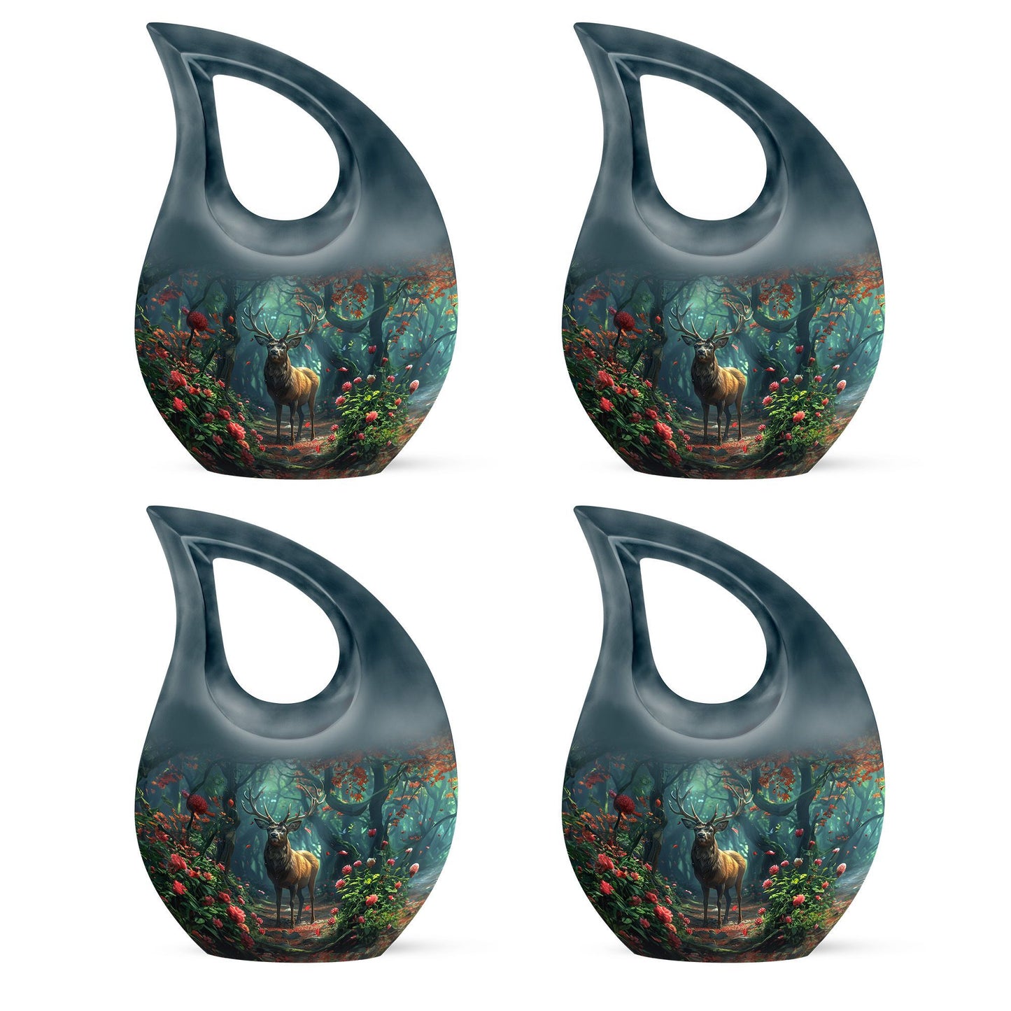 10-inch Deer-themed Funeral Urn with Cross Drop design,