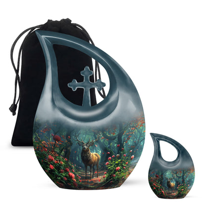 Personalized Deer Memorial Urn for Human Ashes - 10-inch, 200 cu in - Yatskia