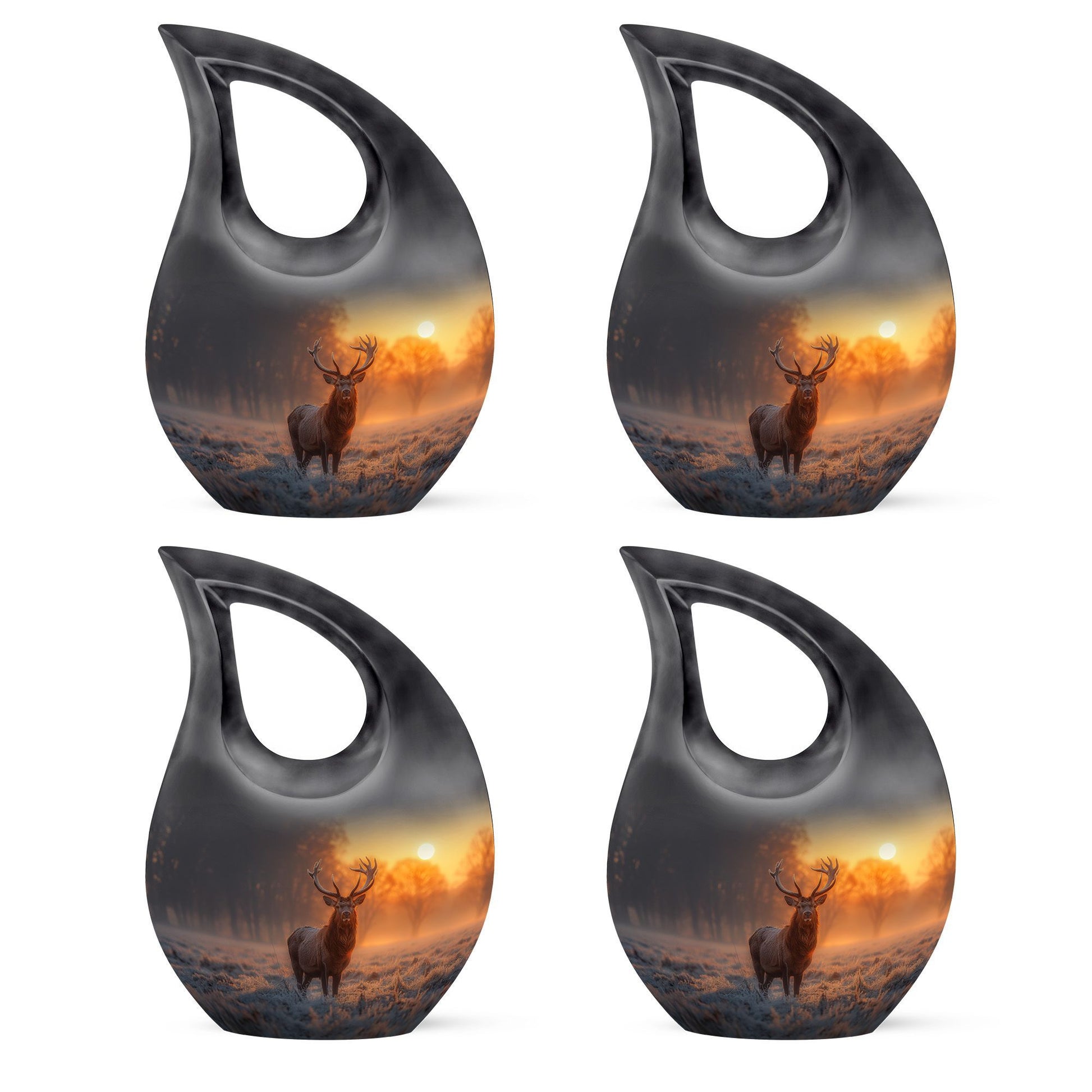 Deer-themed 10-inch Double Urn with Cross Drop design 