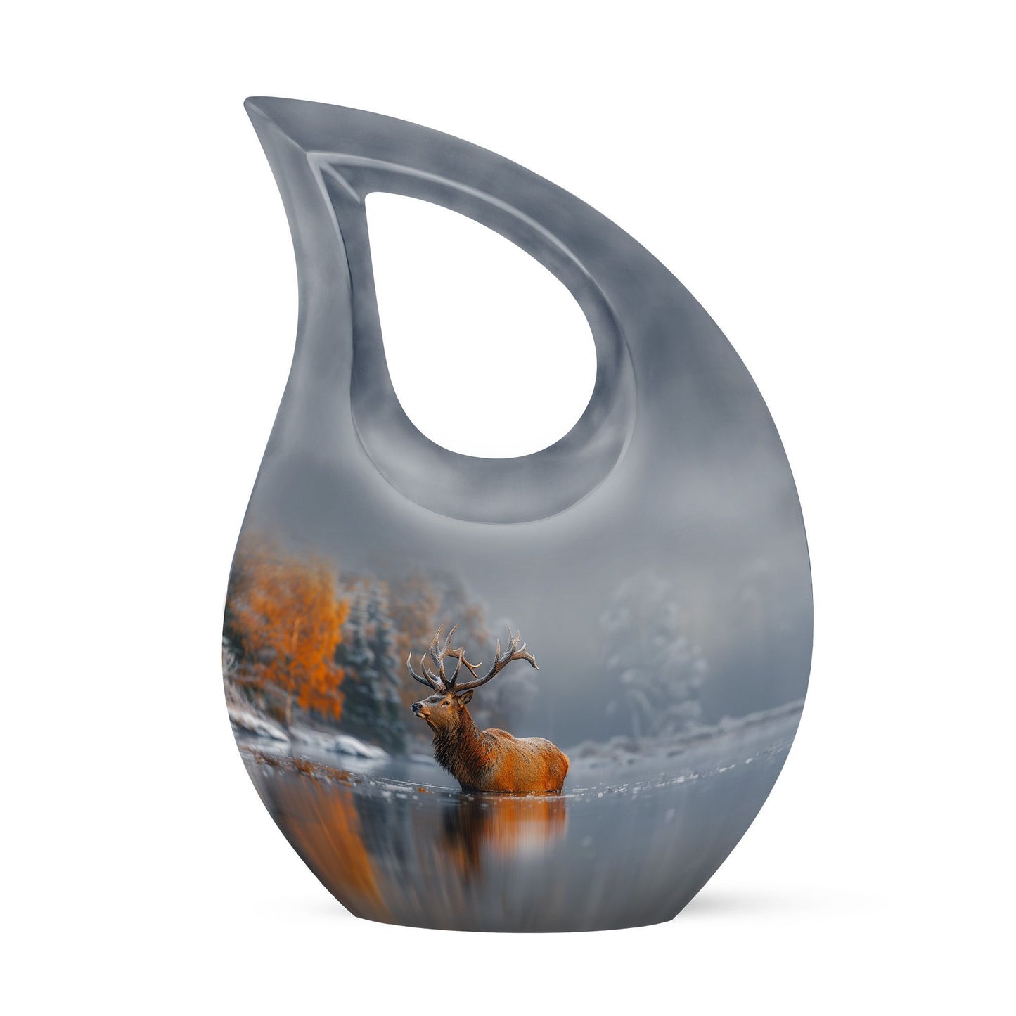 10 Inch Deer-themed Large Aluminium Cremation Urn