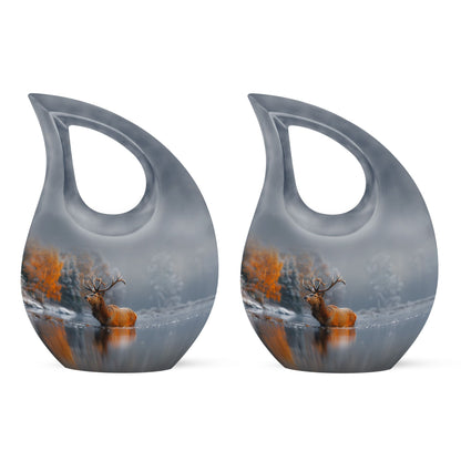 10 Inch Deer-themed Large Aluminium Cremation Urn